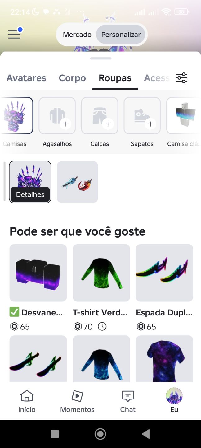 Conta de Roblox com roupas