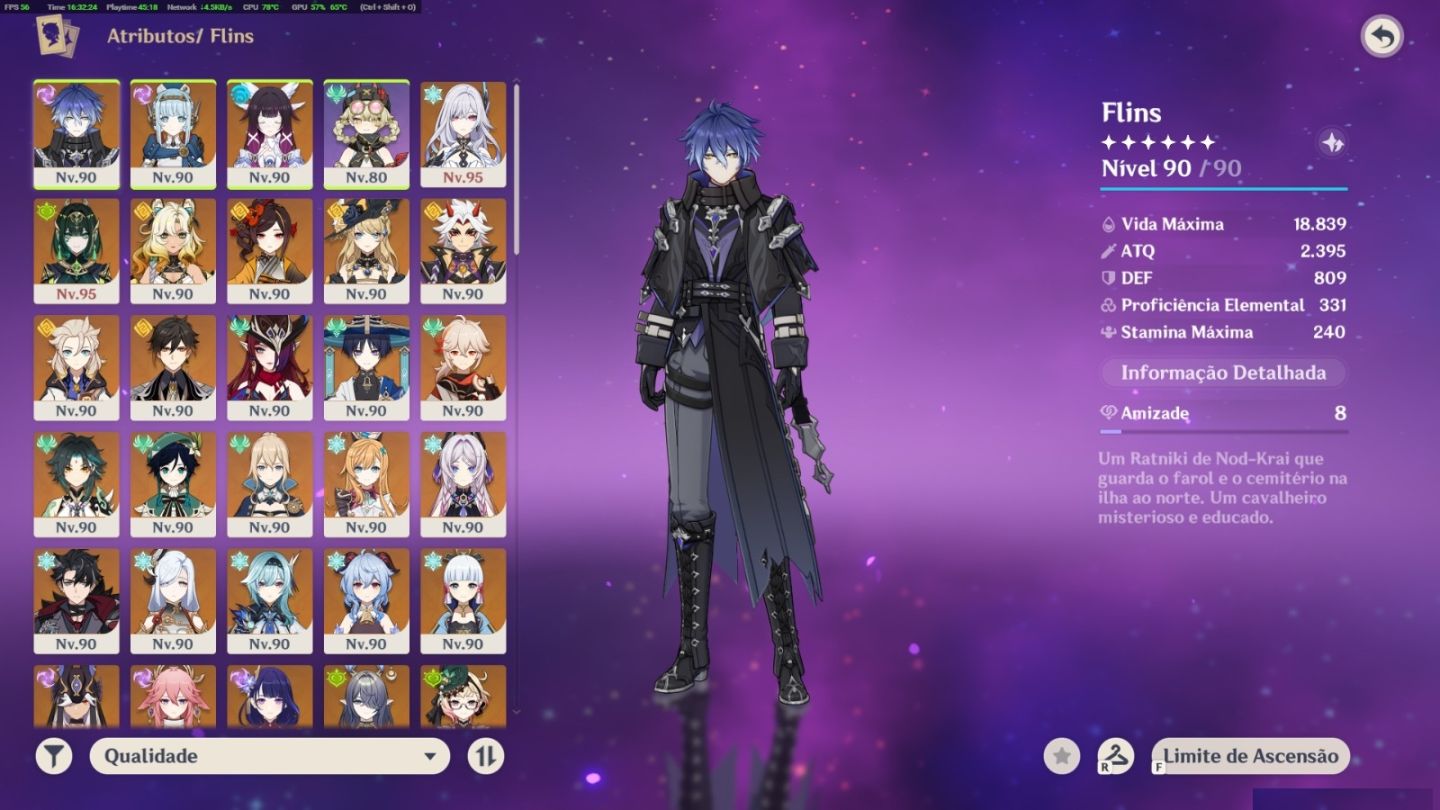 GENSHIN IMPACT AR 60 | AMÉRICA | 52 PERSONAGENS 5 ESTRELAS + CONSTELAÇÕES