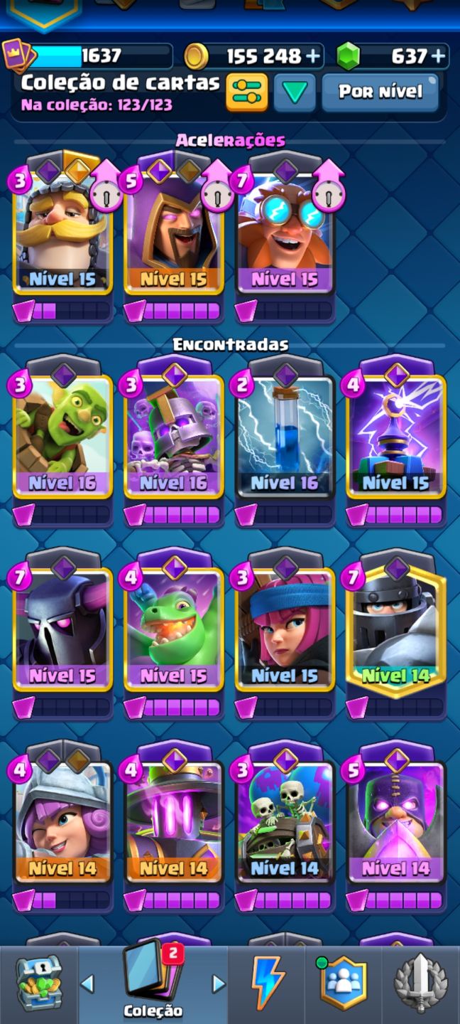 CONTA CLASH ROYALE OG 9 ANOS | 10K TROFÉUS | NÍVEL 15/16 | 637 GEMAS | 4 HERÓIS