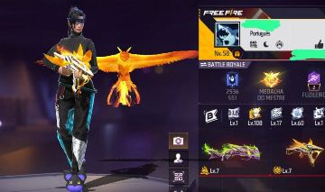 Conta FF rara criada 2019, com vários itens raros, e armas evolutivas lvl7