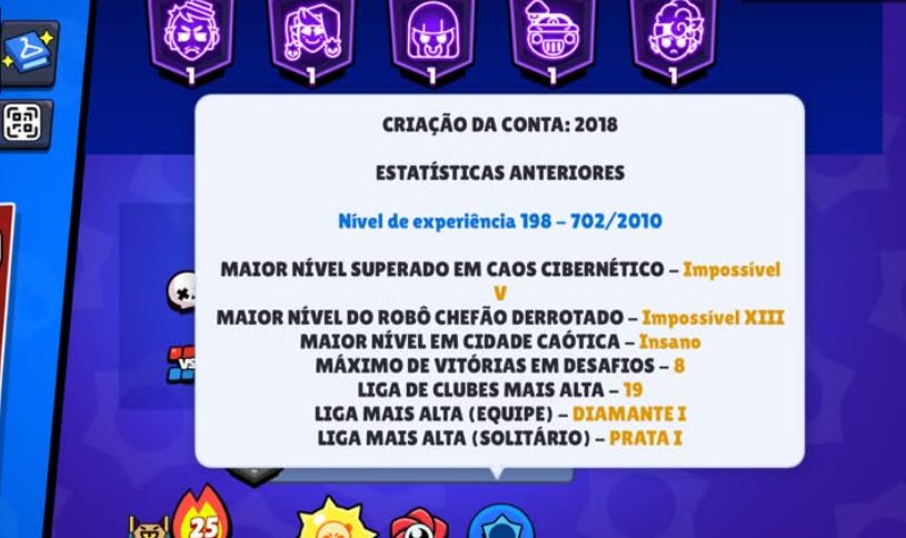Conta de brawl stars criada em 2018