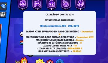 Conta de brawl stars criada em 2018