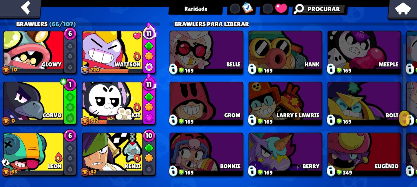Brawl Stars 4.4K | 66 Brawlers | 5 Lendários | 20 Hipercargas | Máx. Prata II