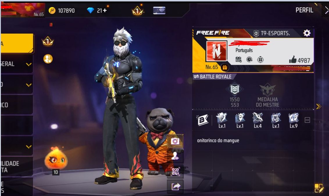 CONTA FREE FIRE - LVL 65 - ANTIGA
