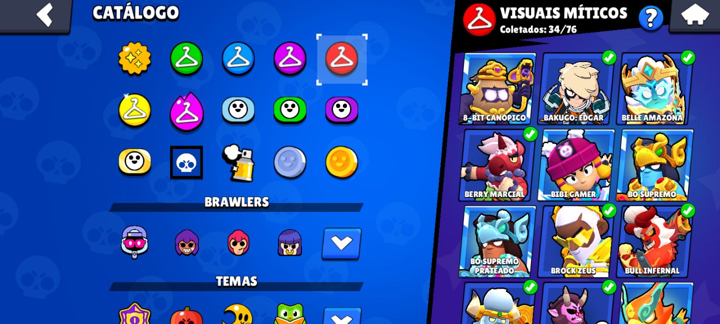 Conta de brawl stars com mais de 120k de trofeus, 500 skins, e mestre 2020