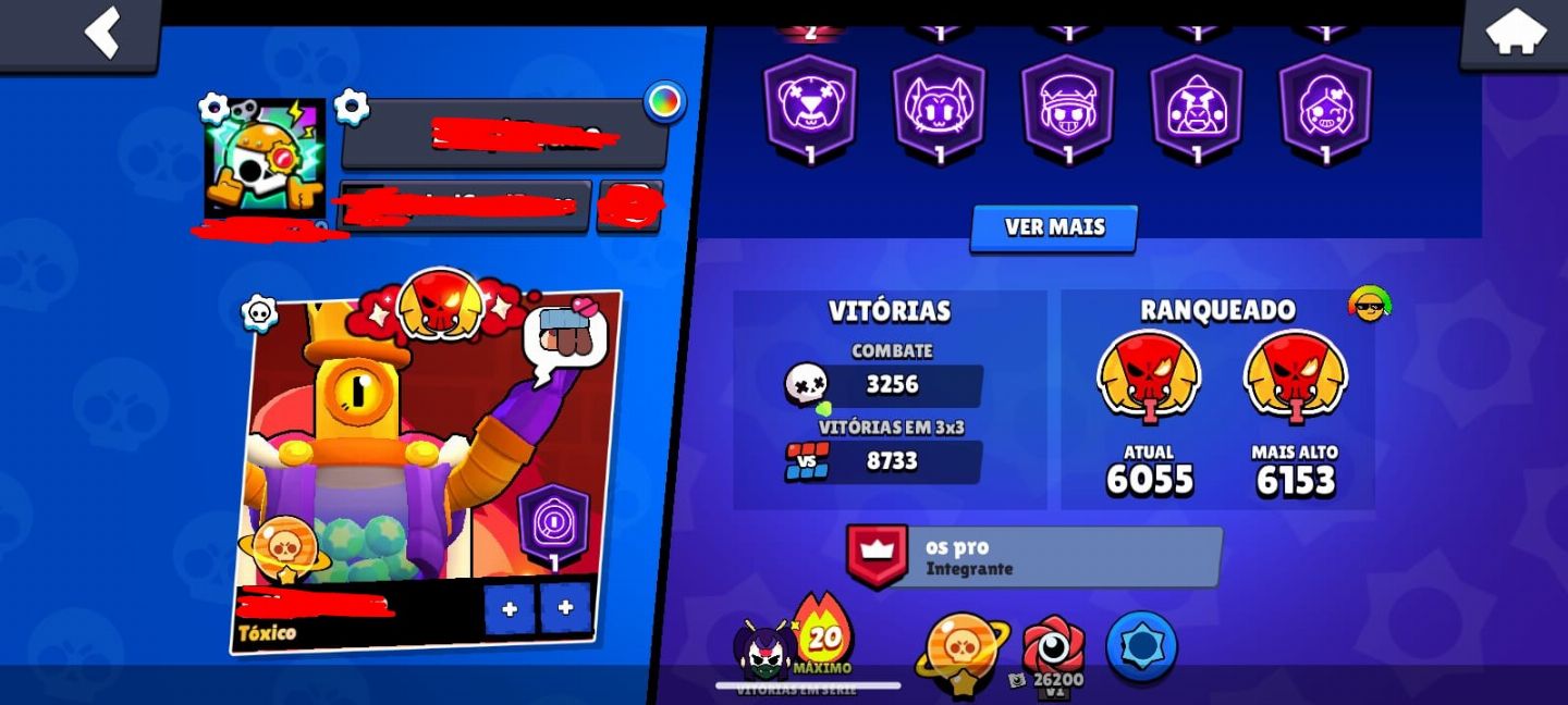 Conta de brawl stars criada em 2020 com 66k de Troféu e com todos os brawl.