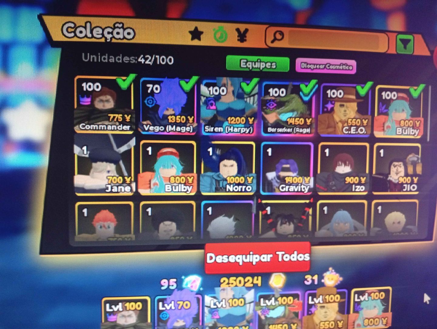 Conta Anime Adventures LVL 151 COM METAS NO TIME SUPER FORTE