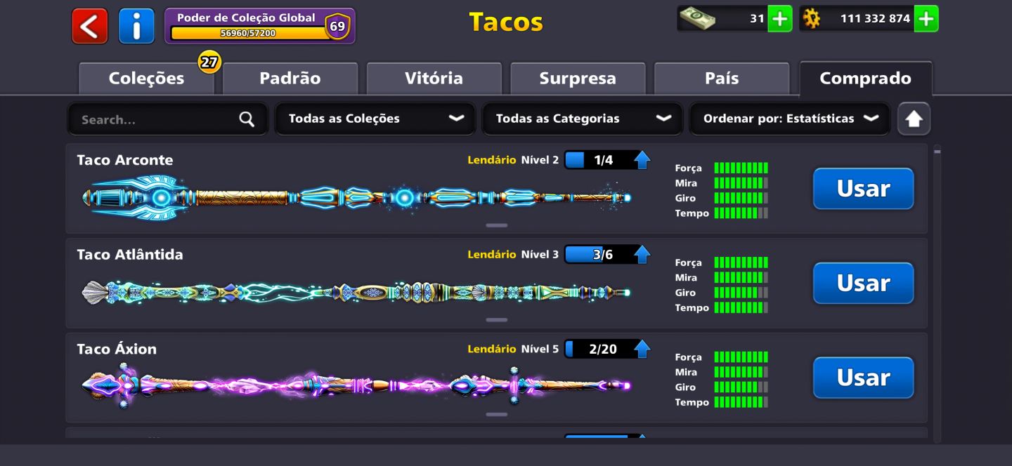 Conta 8 Ball Pool com 110 milhões e todos os lendas