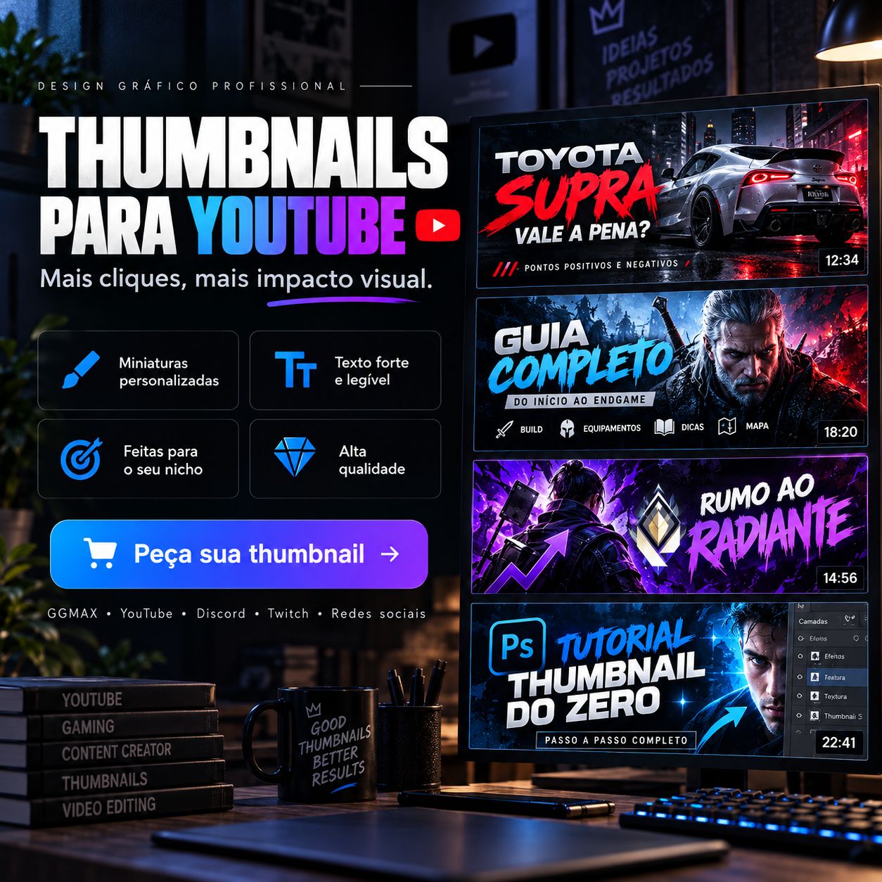 BANNERS, CAPAS, THUMBNAILS E ARTES PROFISSIONAIS | DESIGN PERSONALIZADO