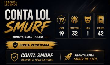 CONTA LOL SMURF | LEVEL 19 | 32 CAMPEÕES | 1 SKIN | 42 ÍCONES