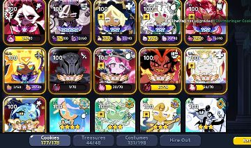 Cookie Run Kingdom 177/178 Cookies | Elite 4 | Top 1% Prosperity | 130 Skins