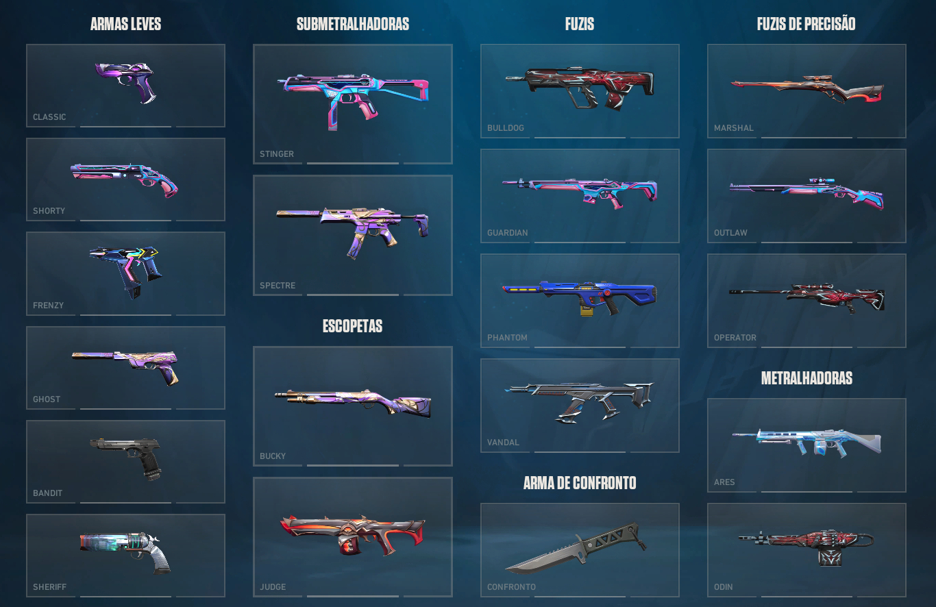CONTA VALORANT COM 5 SKINS DE VANDAL(KURONAMI) - 1 PHANTOM - 1 SHERIFF - 1 FACA