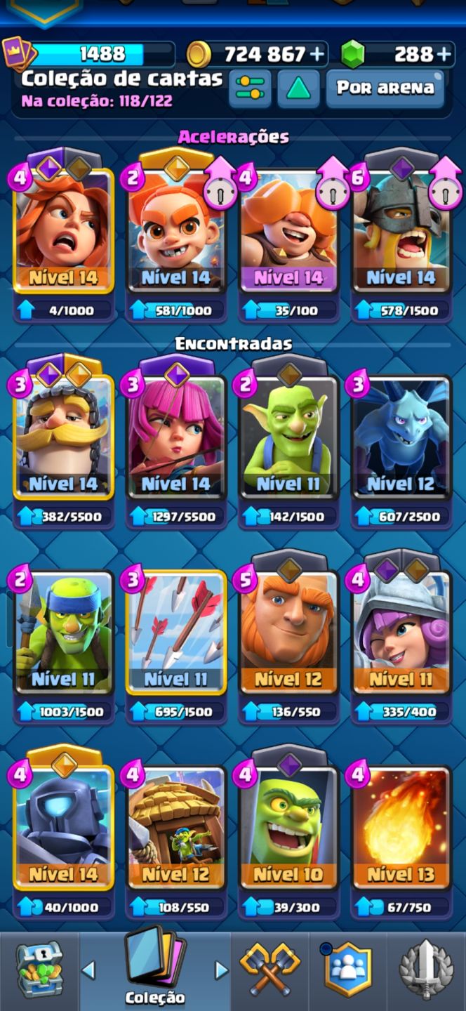 CONTA CLASH ROYALE | ARENA 25 | 724K OURO | BRUXA NÍVEL 16 | VÁRIAS EVOLUÇÕES