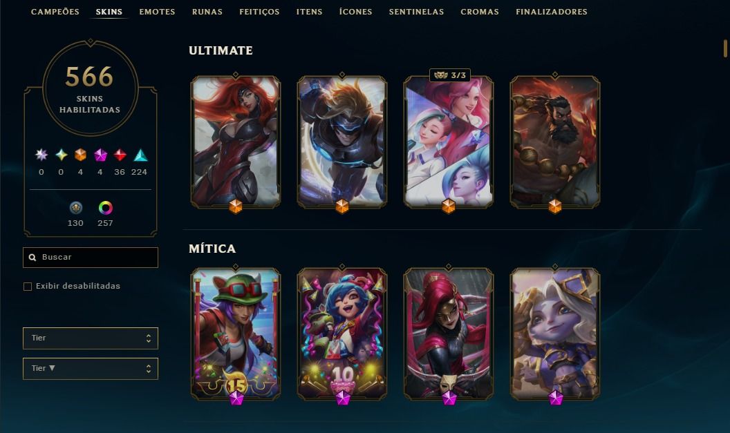 Conta 566 skins lvl 1065