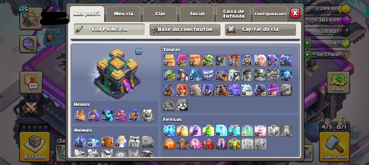 Conta COC CV14 bem upada - SKINs de heróis e paisagem