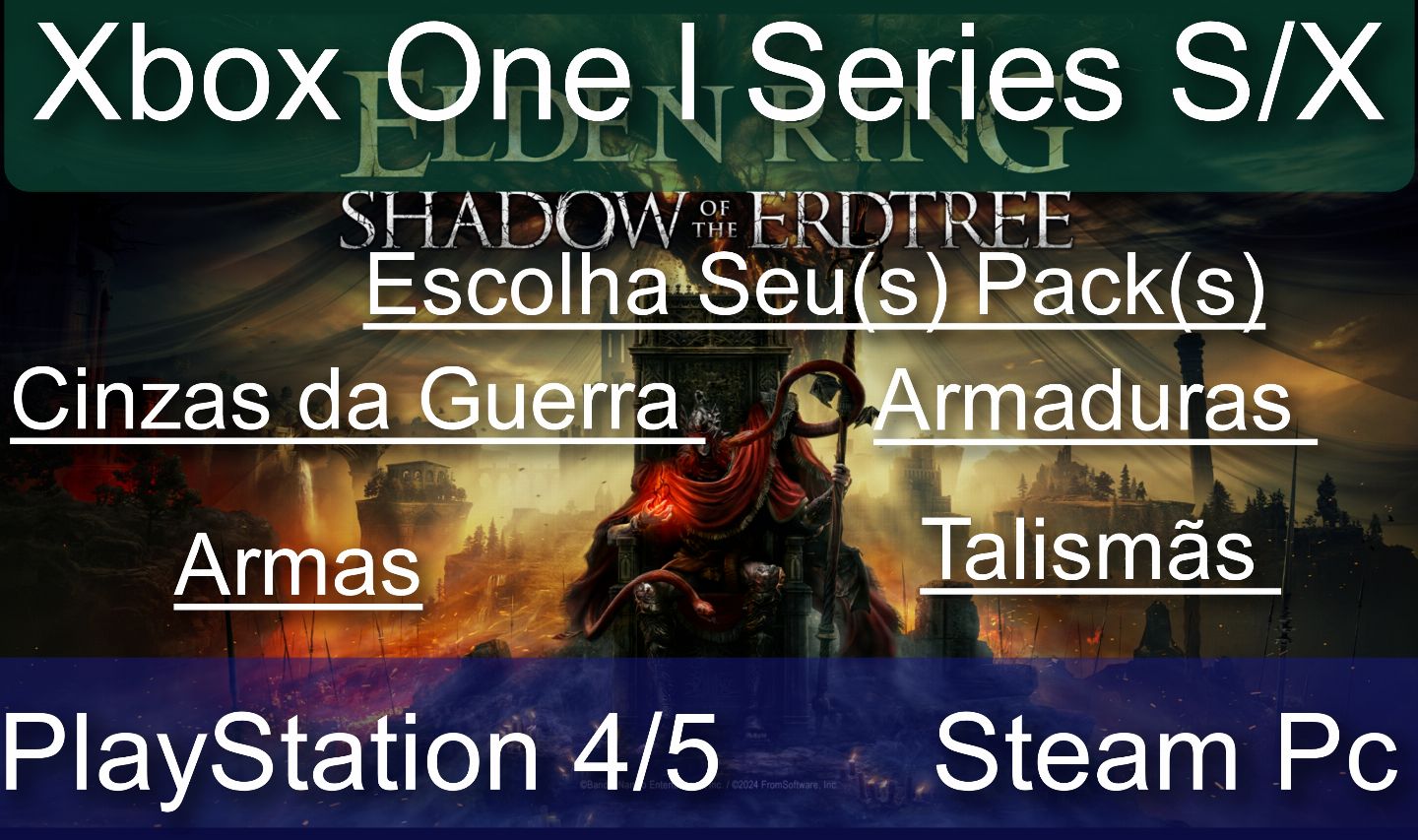 Runas Elden Ring PROMOÇÃO 95% OFF - Ps4/Ps5 /Xbox / Steam Pc - Itens + Brindes
