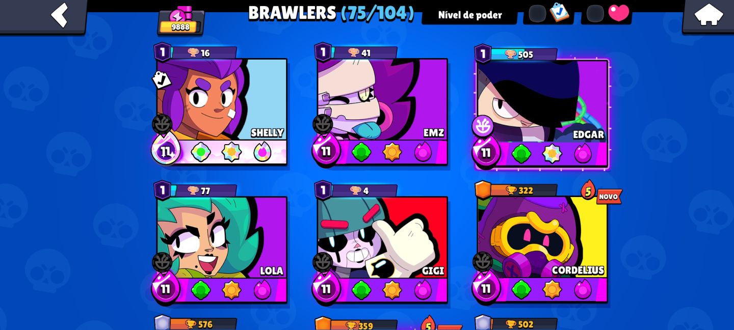 [BRAWL STARS] CONTA COM 75 BRAWLERS, 4 LENDÁRIOS, 9K DE TROFÉUS E VÁRIAS SKINS!