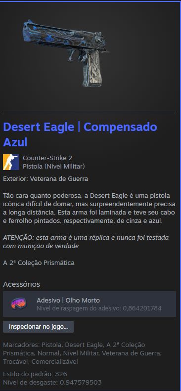 KIT AZUL CS GO (AK47, M4A4, LUVA, DEAGLE, AND AWP