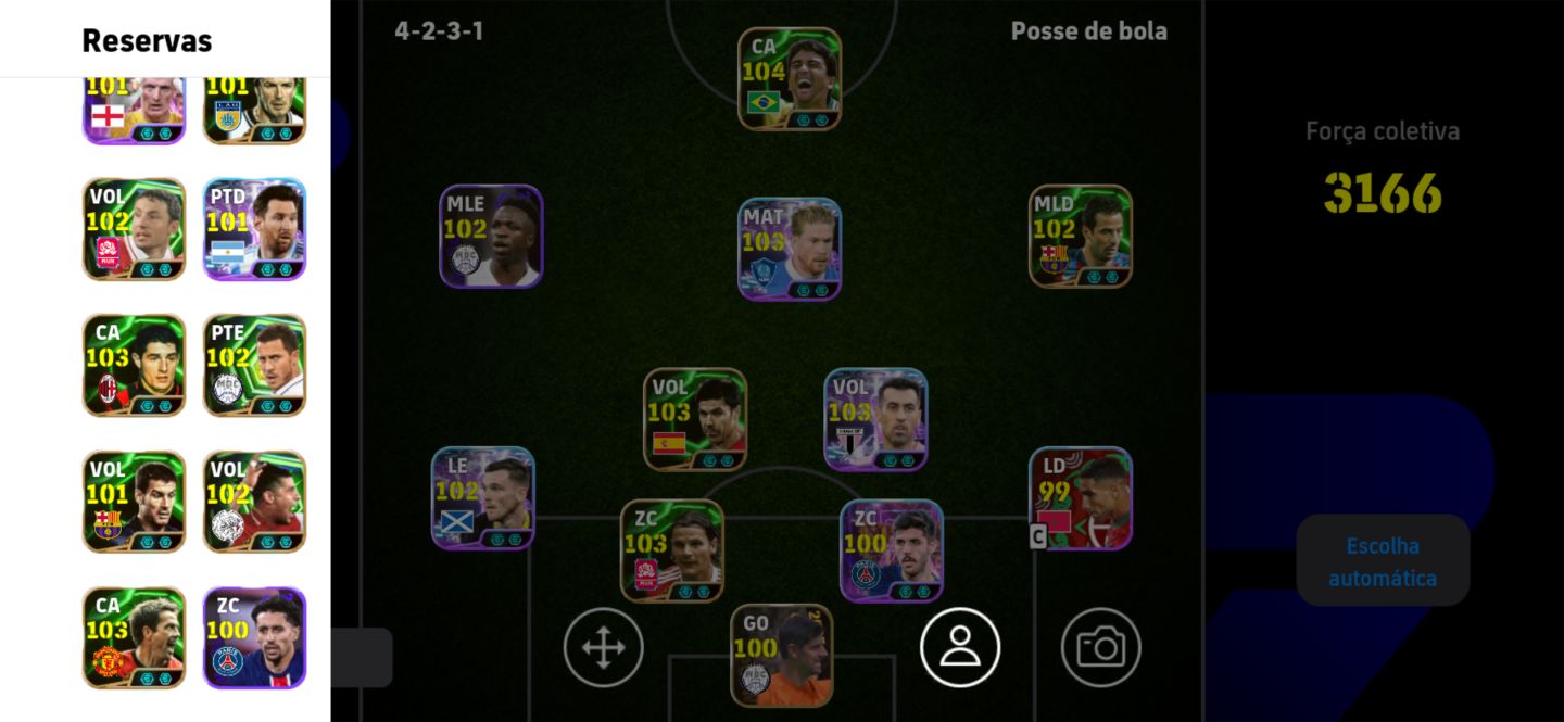 Conta eFootball 3166 Força Máxima | Xabi Alonso + Bebeto 104 + Beckham 101