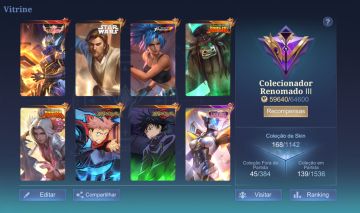 Conta mobile legends com Legend do Granger e duas skins do evento Jujutsu Kaisen