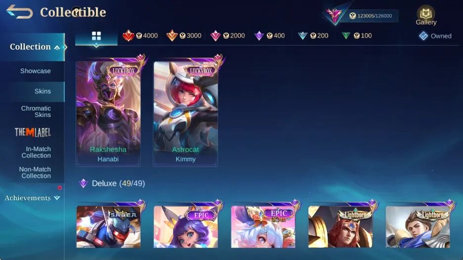 CONTA COLECIONADOR EXALTADO 3 COM 400 SKINS