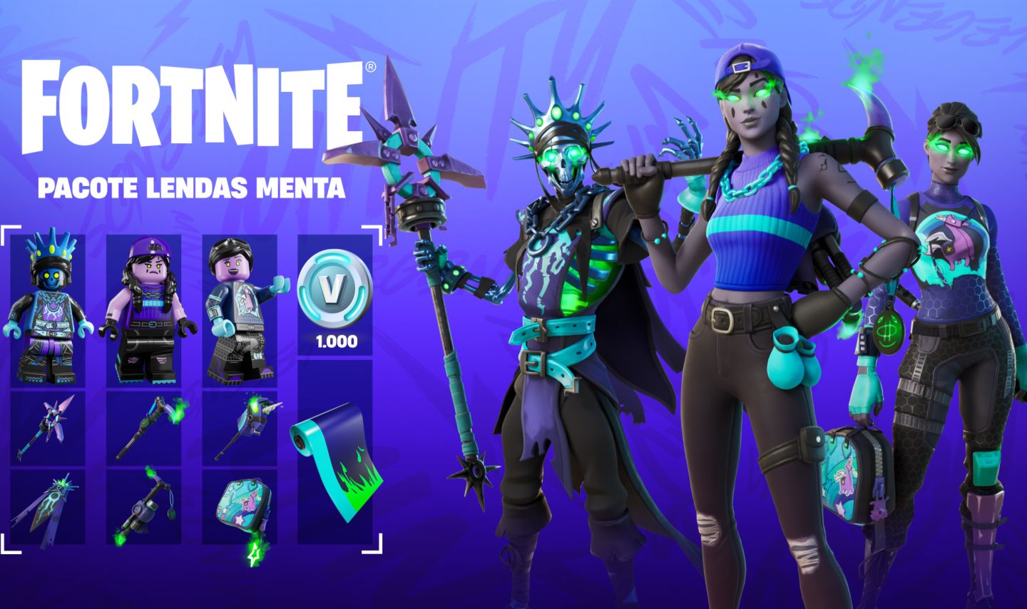 FORTNITE - PACOTE LENDAS MINTY + 1000 V-BUCKS (XBOX/PC)