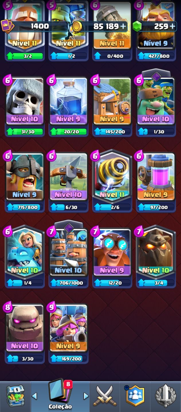 Conta de Clash Full cartas