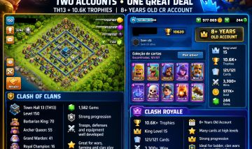 Conta de Clash Royale 10k+ de troféus e conta de Clash of clans CV 13