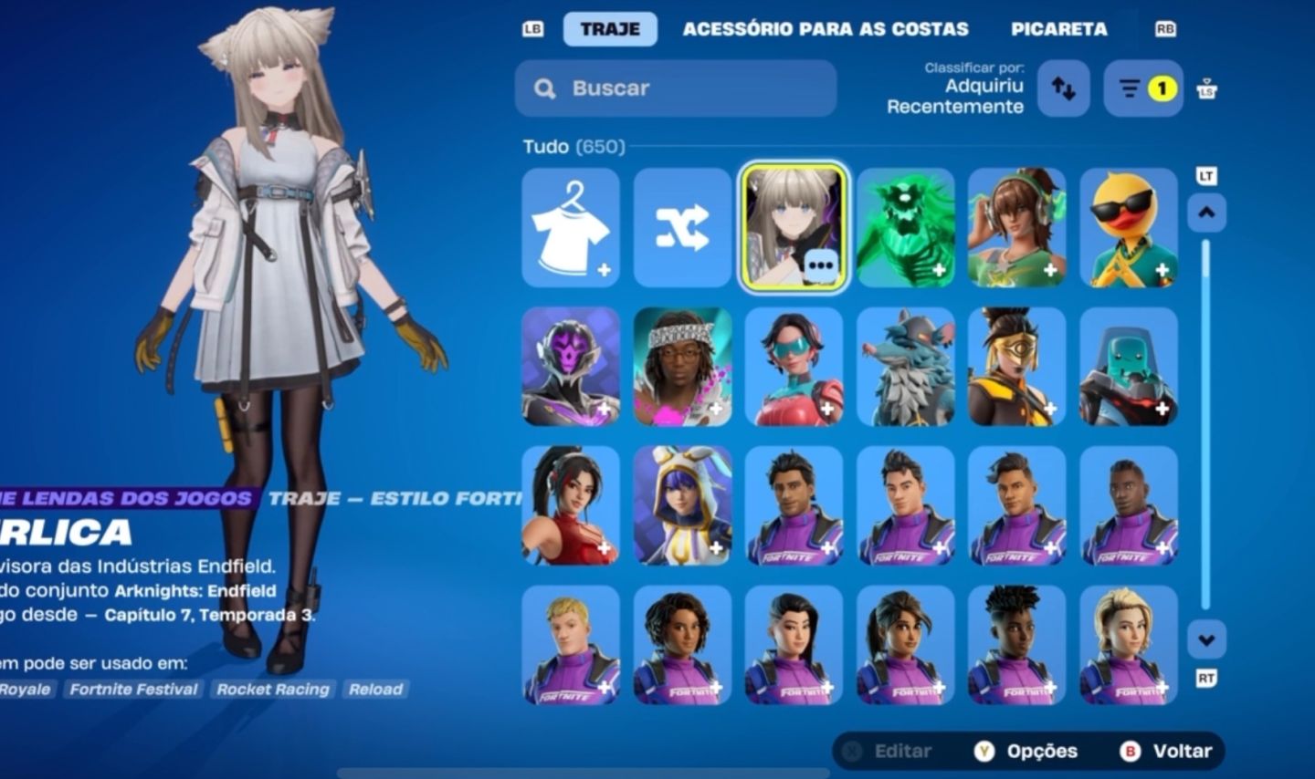 Conta Fortnite com +600 skins