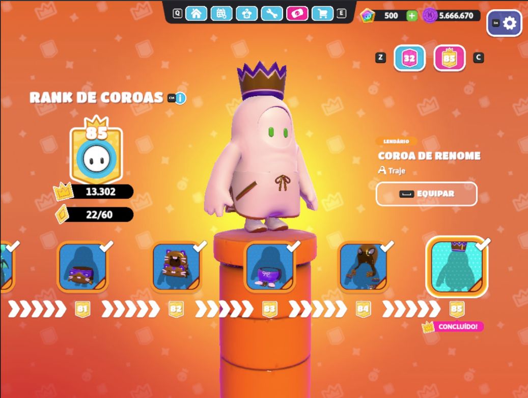 Conta Raríssima de Fall Guys