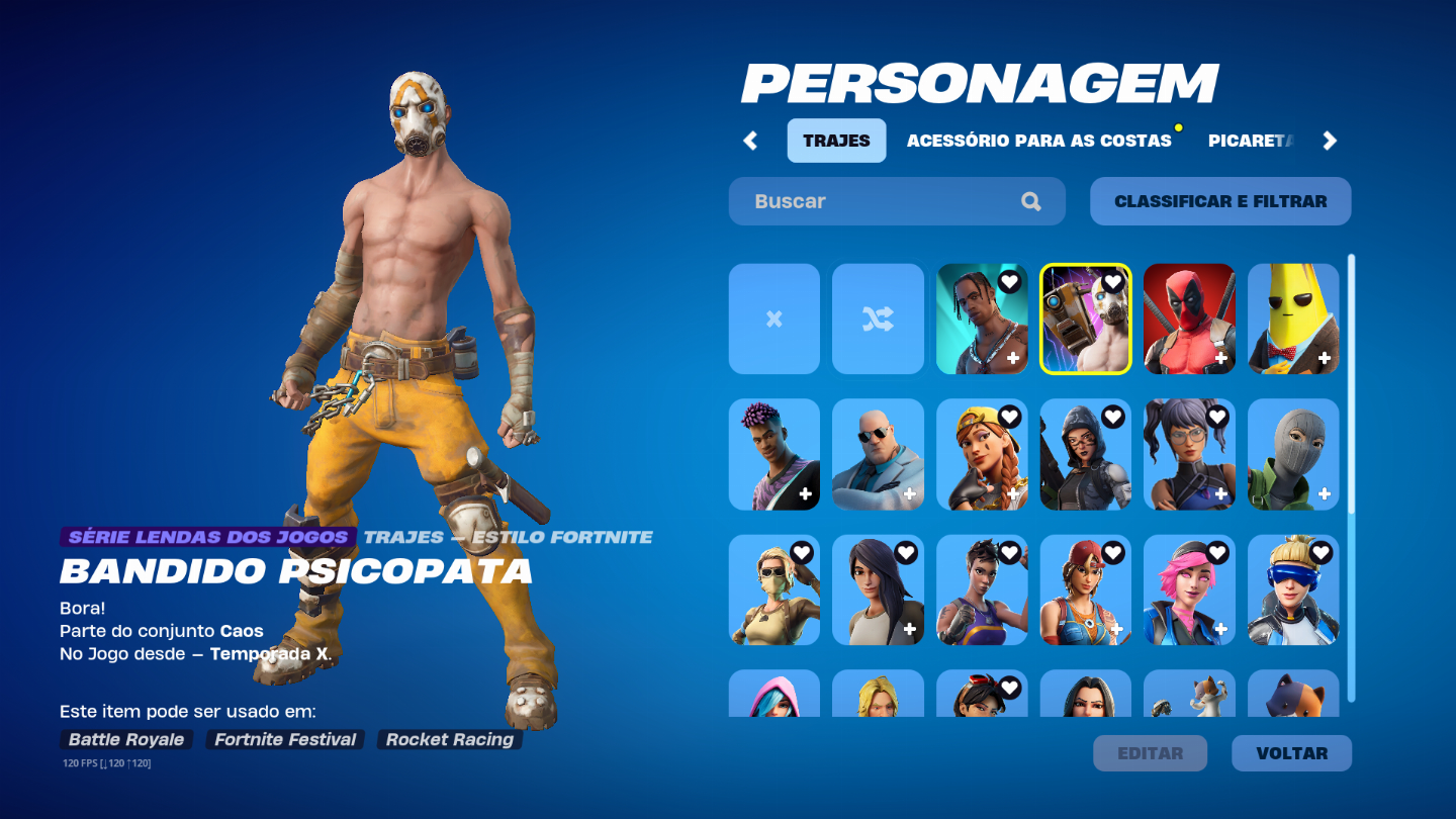 CONTA FORNITE COM TRAVIS SCOTT+BUNDLE BORDELANDS+INVERSA NEO (VALOR NEGOCIAVEL)