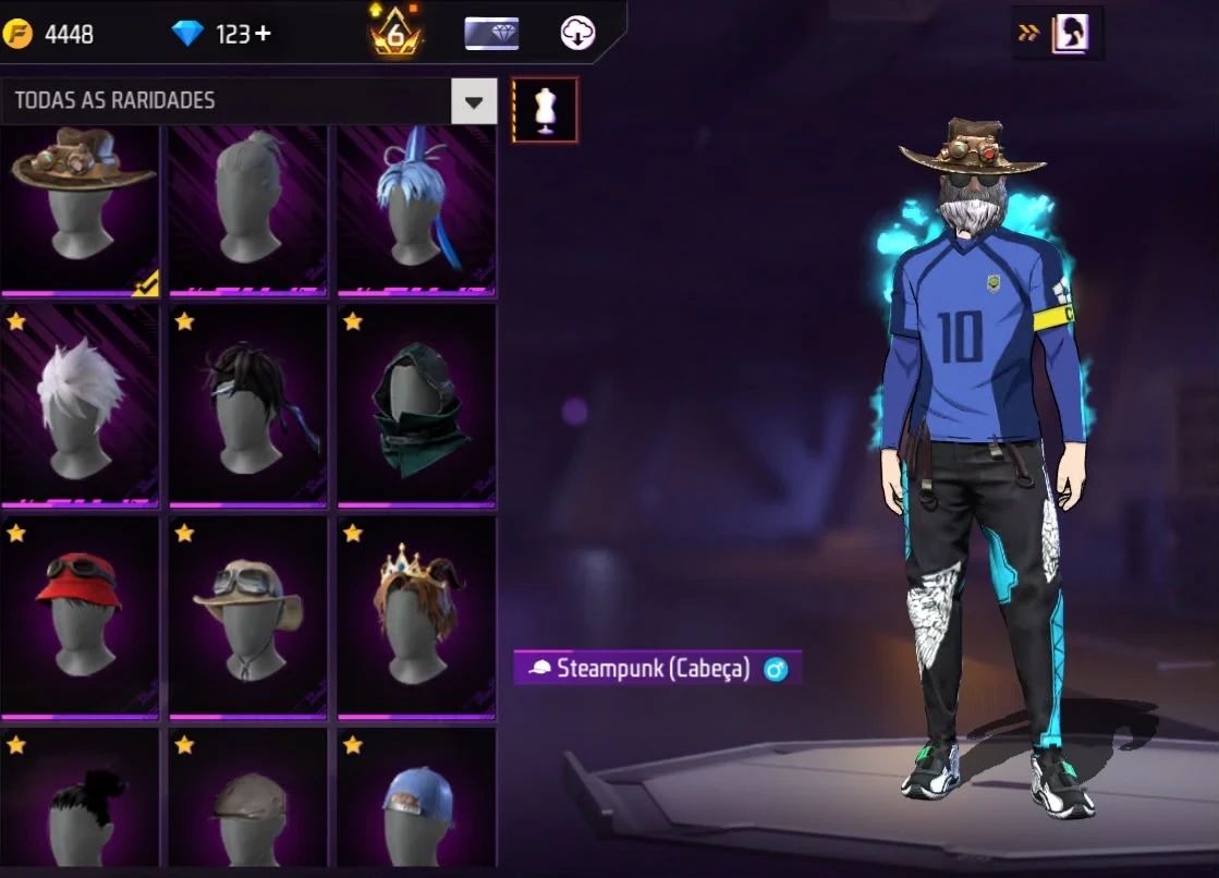 Conta Free Fire Rara Gemada com Steampunk, Angelical, Punho, Bandeirao, Barbinha
