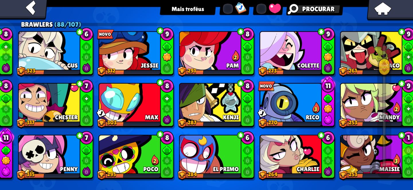 Conta brawl star 20k troféu 9 lendários 1 ultra