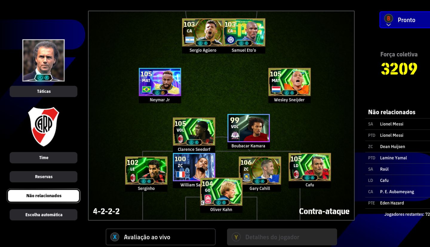 CONTA STEAM eFootball | Neymar 105, Agüero 103, Etoo 103, Seedorf 105 | Força 3