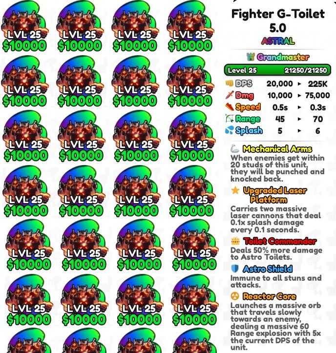 Toilet Skibidi Tower Defense (unidades)