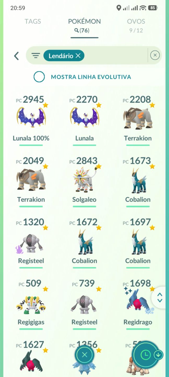 Conta Pokémon GO Lvl 40 | Lunala 100% IV | 76 Lendários, Shinys Meta, Eternatus