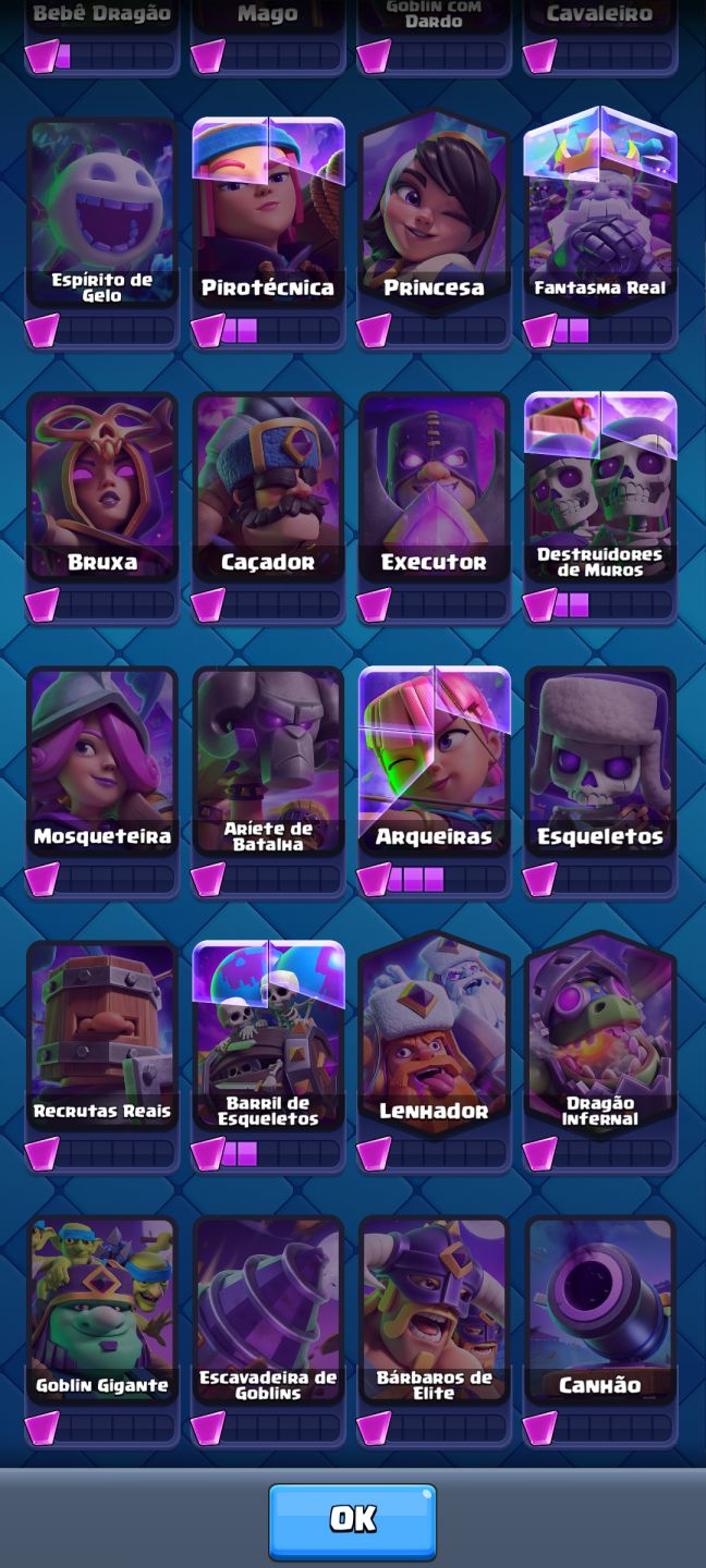 Conta Clash Royale 6 anos / 8 evoluções / 4 heróis / 3 campeões / 3000 gemas