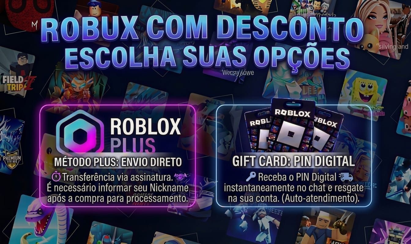 Robux Entrega via Roblox Plus ou Gift Card
