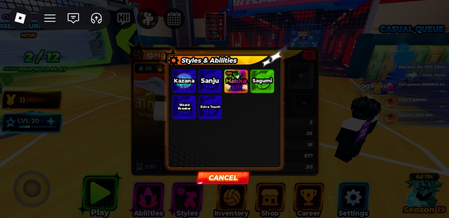 Volleyball Legends | Conta Lv. 20 | OG Hakka + Sanju + Kazana