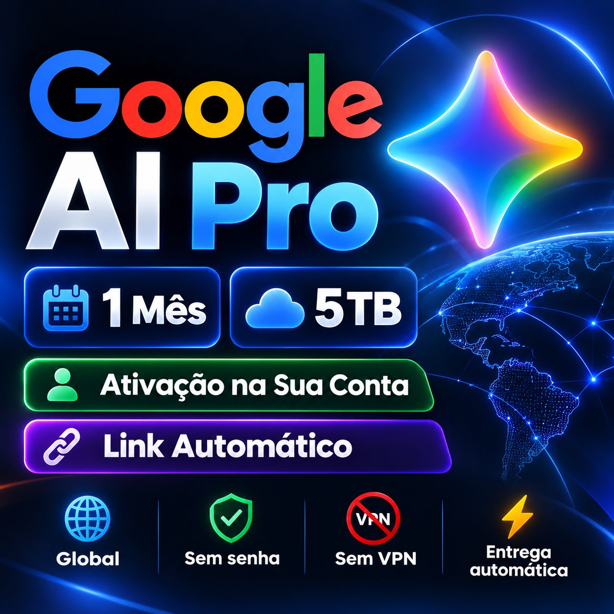Google AI Pro 1 Mês | 5TB | Ativação na Sua Conta | Link Automático