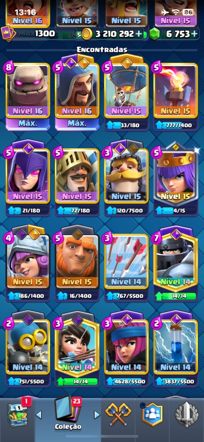 CONTA CLASH ROYALE 11.377 TROFÉUS | NÍVEL 15 | MUITOS RECURSOS