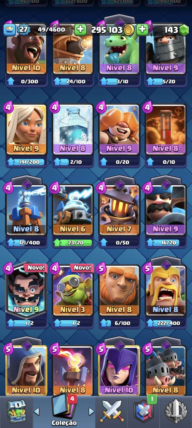Conta Clash Royale 4200 | Mega Cavaleiro + Golem Nv10