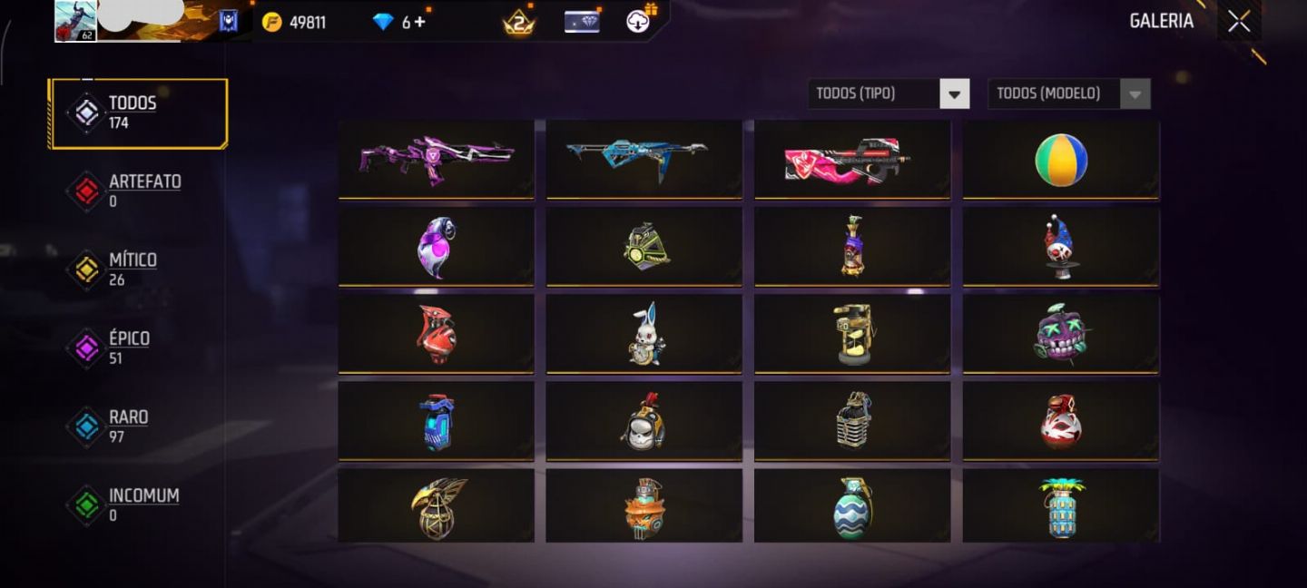 CONTA FREE FIRE RARA + ANGELICAL BRANCA + COBRA