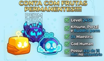 CONTA BLOX FRUITS LVL 2450 + 3 FRUTAS PERM | 2X MAESTRIA