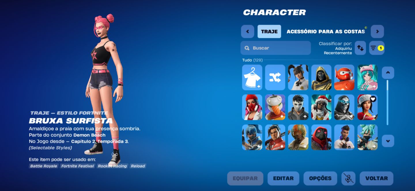 Conta Fortnite Neymar + Griddy + Arlequina | Skins Tryhard