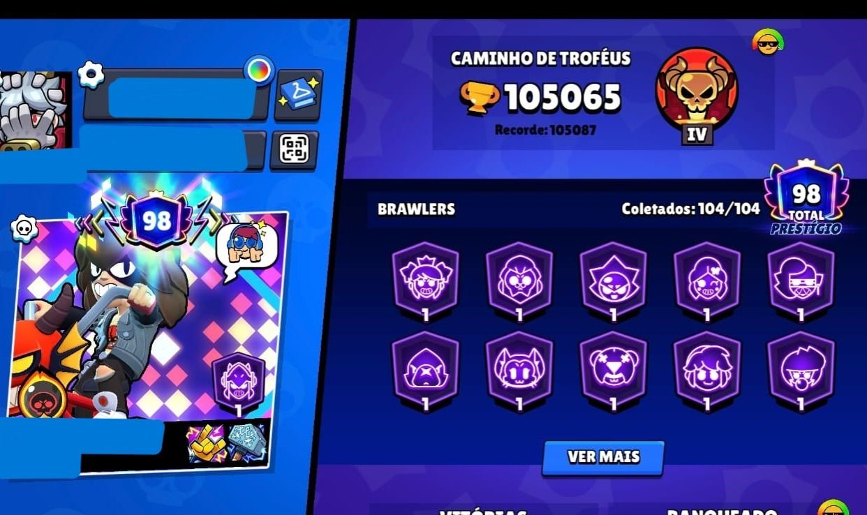 CONTA DE BRAWL STARS ANTIGA 105K DE TROFEUS JUNTO COM CLASH ROYALE 11K+ TROFEU