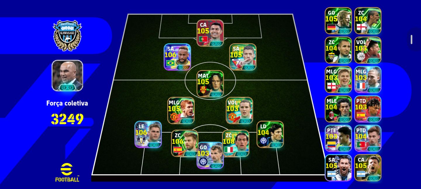 Conta Efootball | Ney Blitz + Suárez Blitz+ Nesta 108 + CR7 Épico + Técnico 90