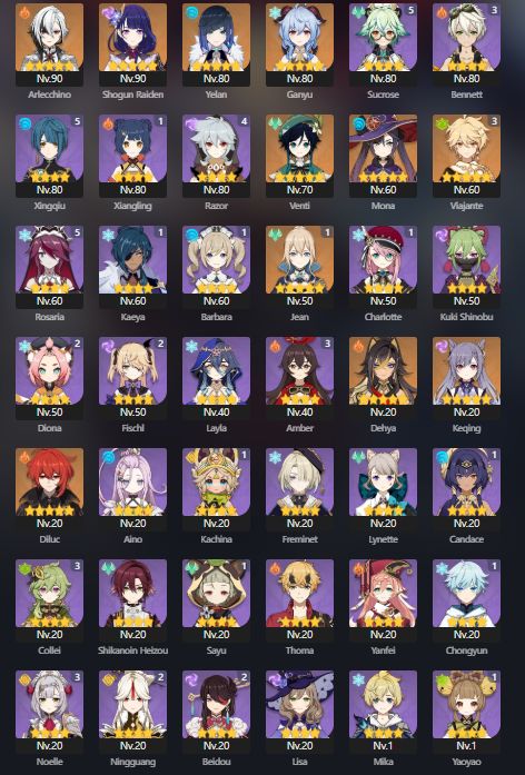 CONTA GENSHIN AR 55 | 10 PERSONAGENS 5 ESTRELAS
