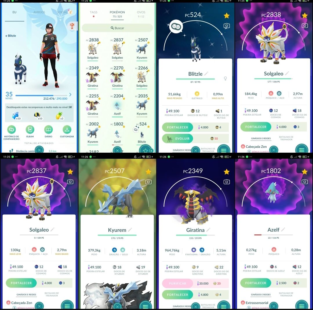 Pokémon GO Lv.35 | 3 Solgaleo | 3 Kyurem | 3 Giratina | 2 Azelf | Q287