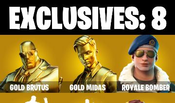94 skins | Gold Brutus | Gold Midas | Royale Bomber